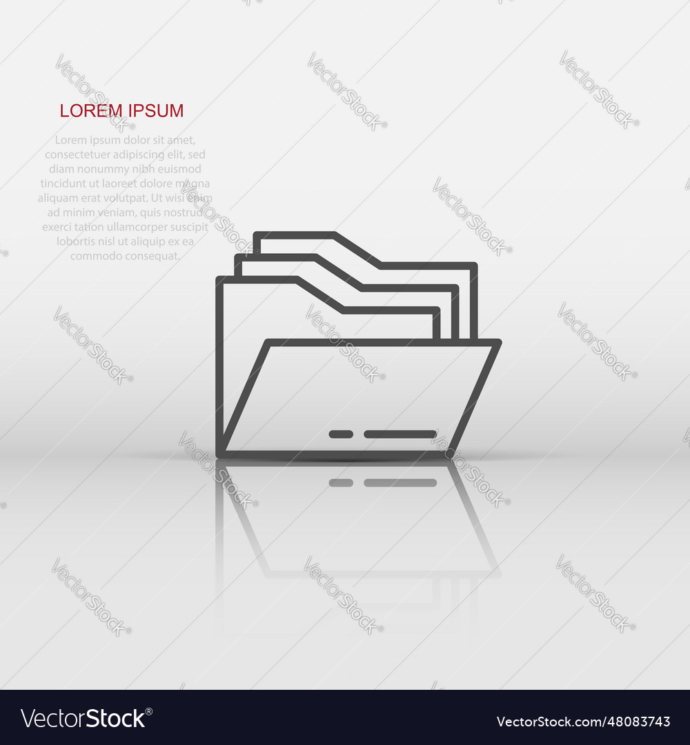 File folder icon in flat style documents archive