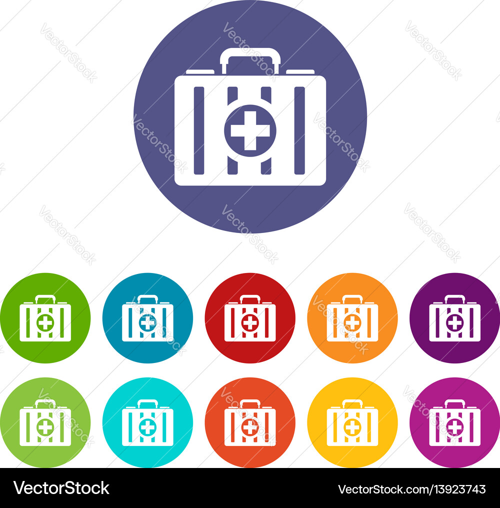 First aid kit set icons Royalty Free Vector Image