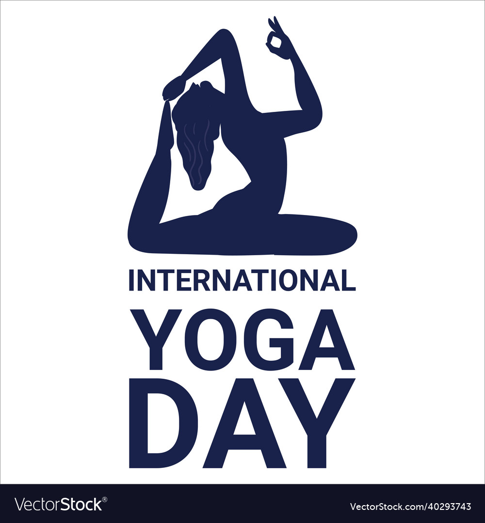 Happy yoga day with black text effect woman Vector Image