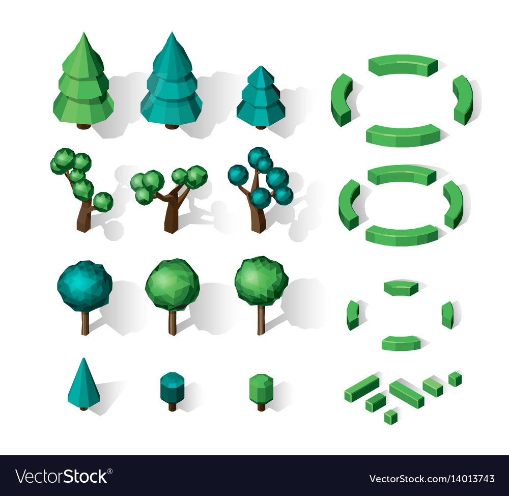 Isometric tree set landscape constructor Vector Image