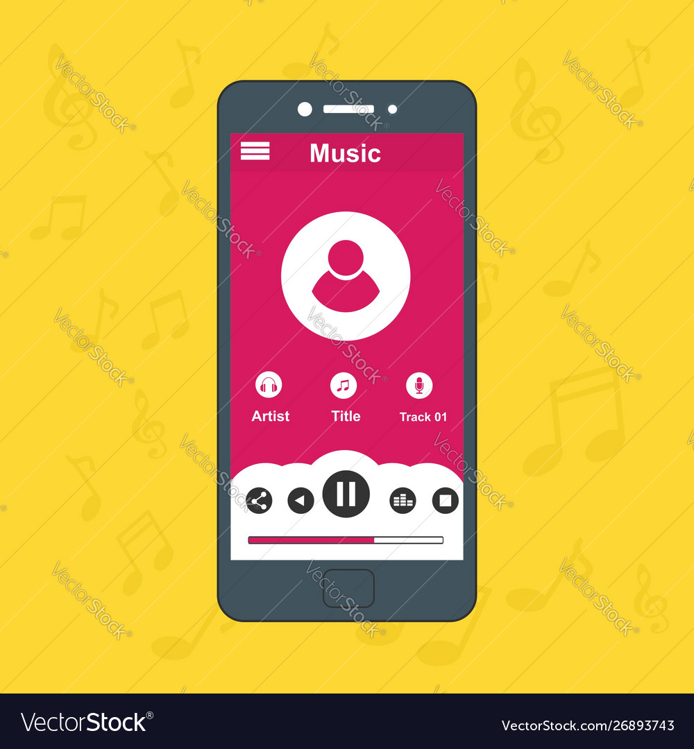 Media player application app template with flat Vector Image