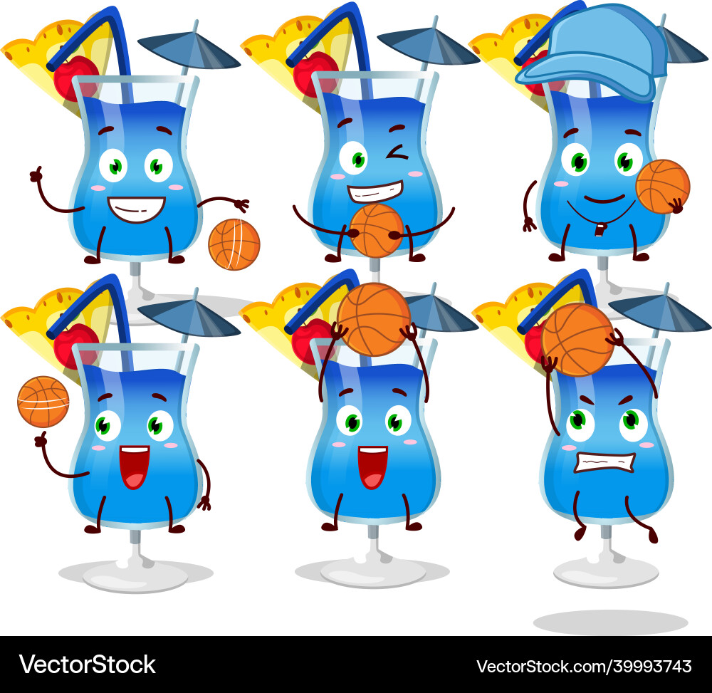 Talented blue hawaii cartoon character Royalty Free Vector
