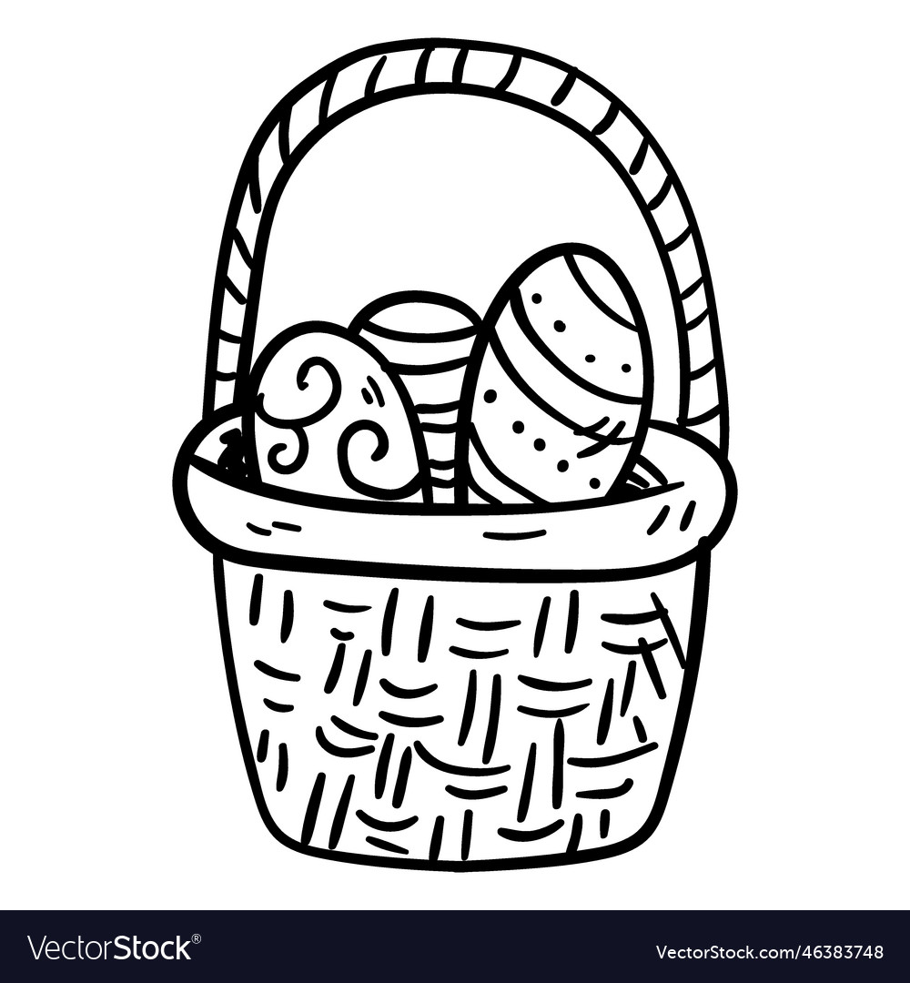 Black and white easter egg basket Royalty Free Vector Image