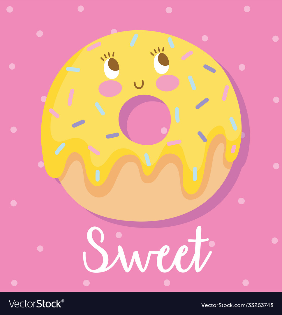 Cute food nutrition cartoon character sweet donut Vector Image