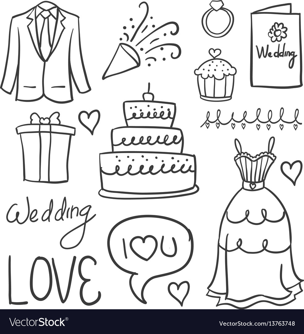 Doodle of element wedding design