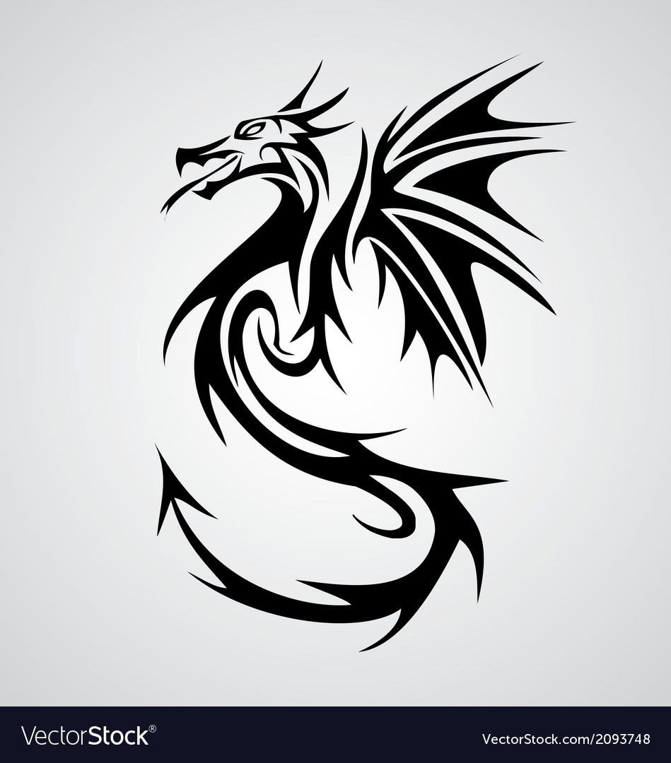 Tribal dragon tattoo design Royalty Free Vector Image