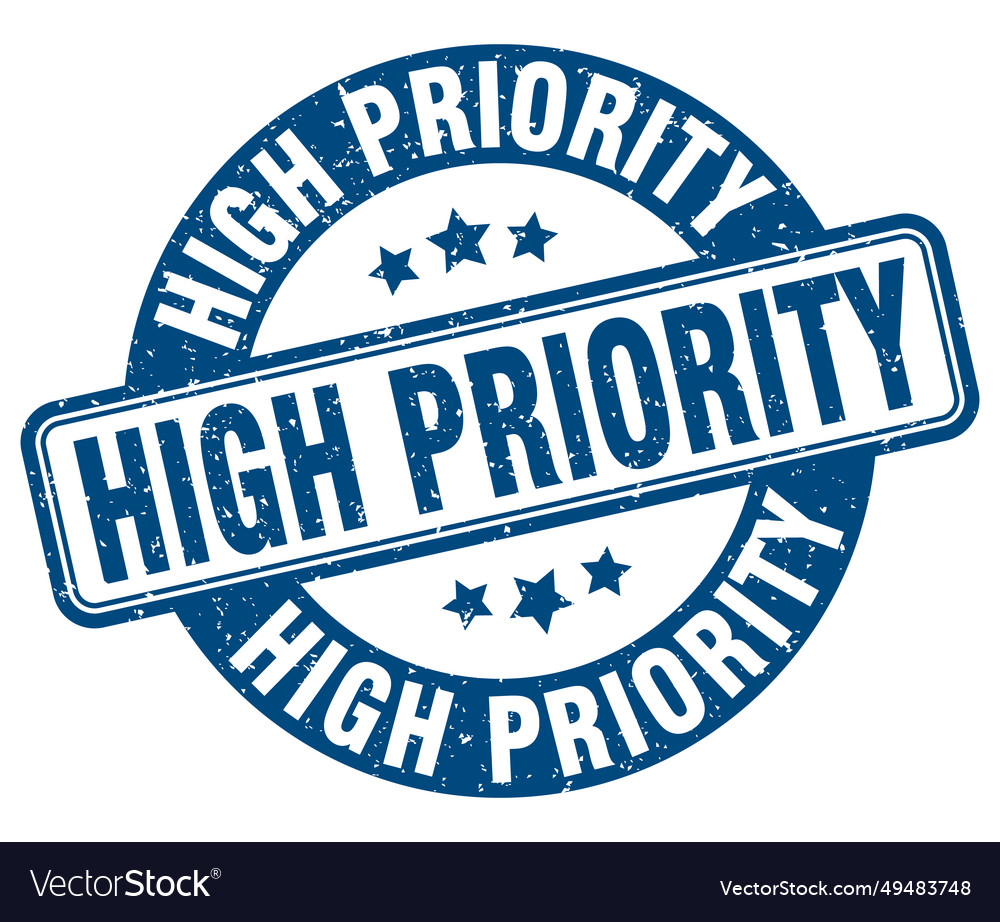 High priority stamp label round Royalty Free Vector Image