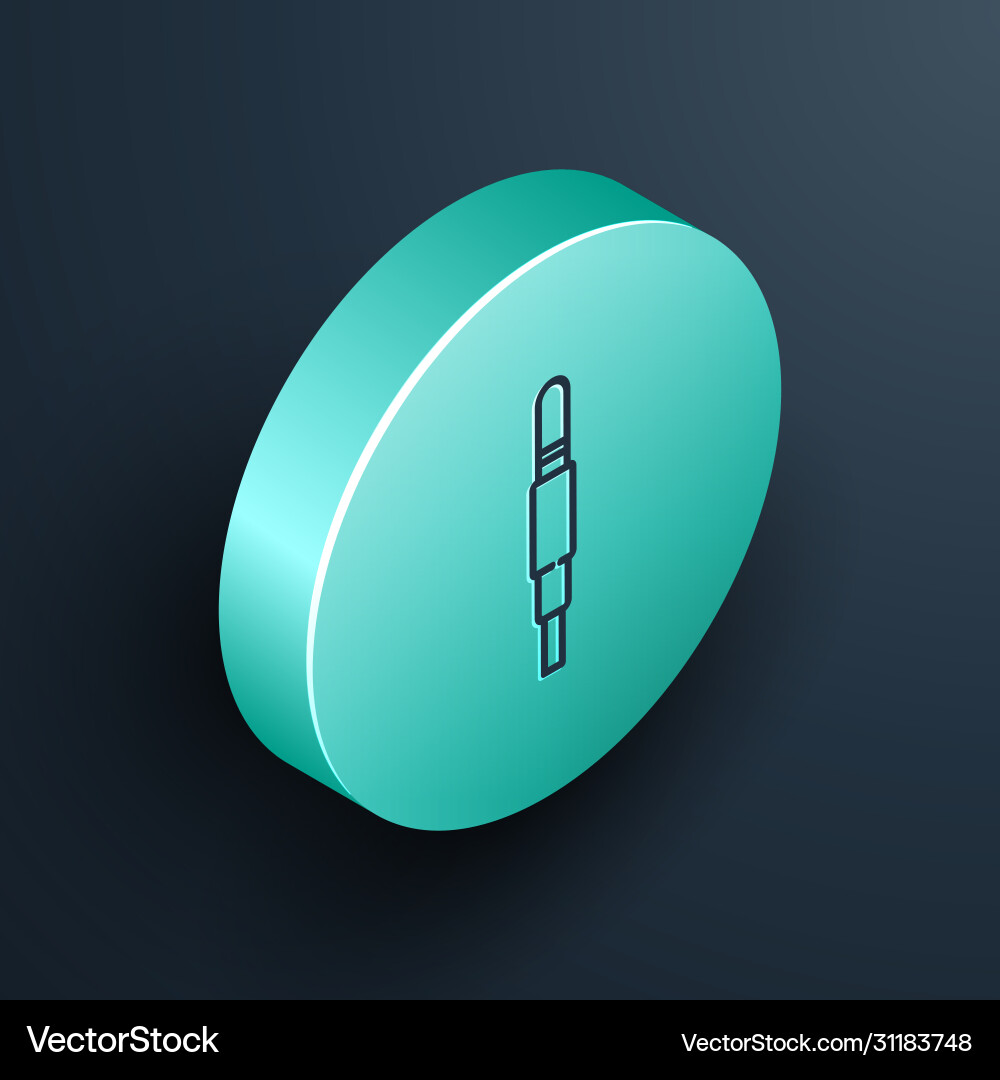 Isometric line audio jack icon isolated on black Vector Image