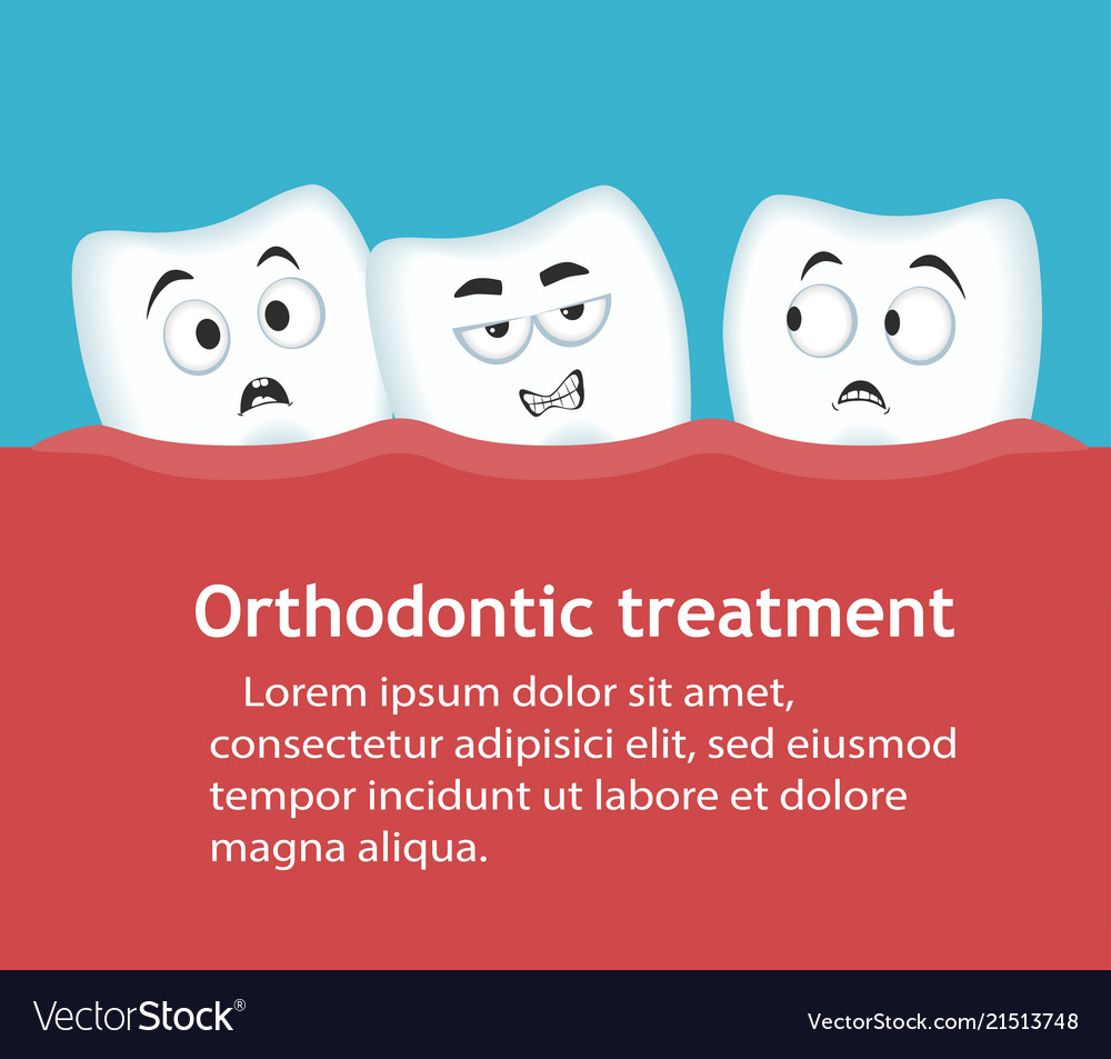 Orthodontic treatment banner with teeth characters