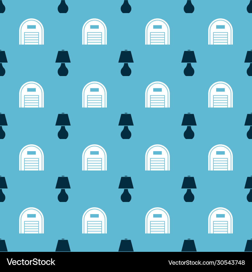 Set table lamp and warehouse on seamless pattern Vector Image