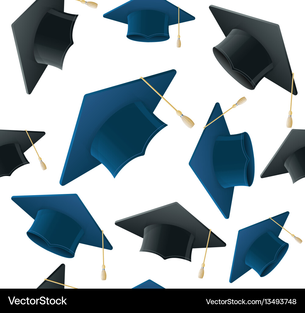 Student hat pattern background Royalty Free Vector Image