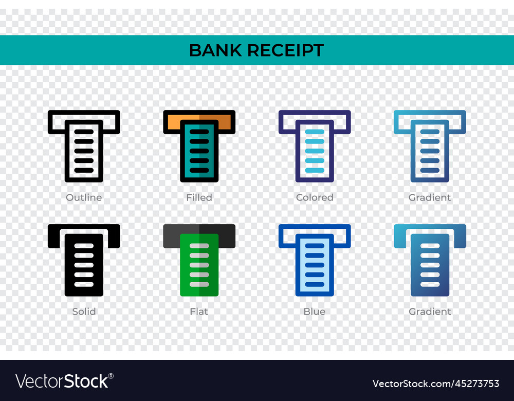 Bank receipt icon in different style