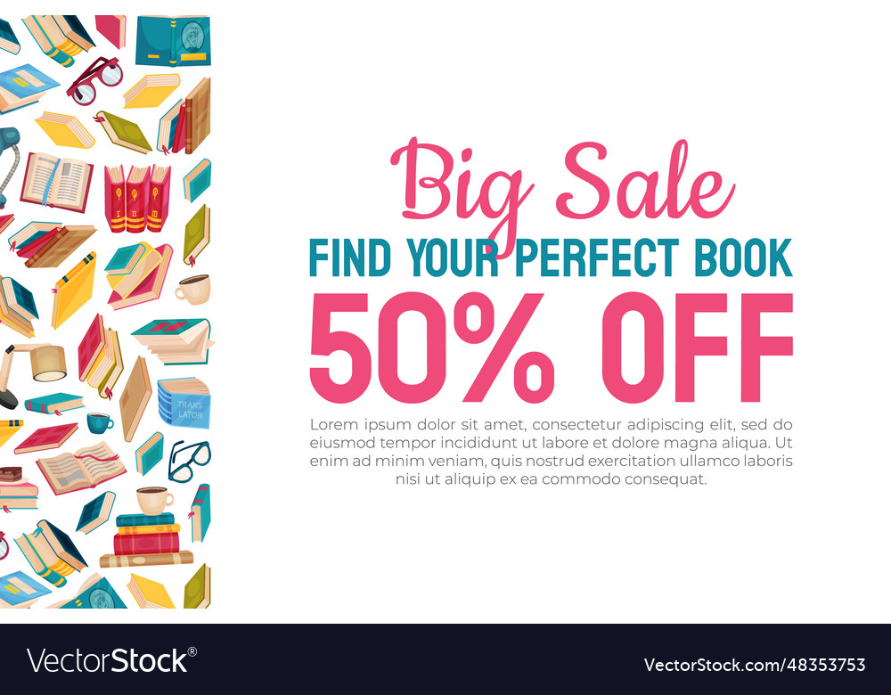 Book sale banner design for bibliophile Royalty Free Vector