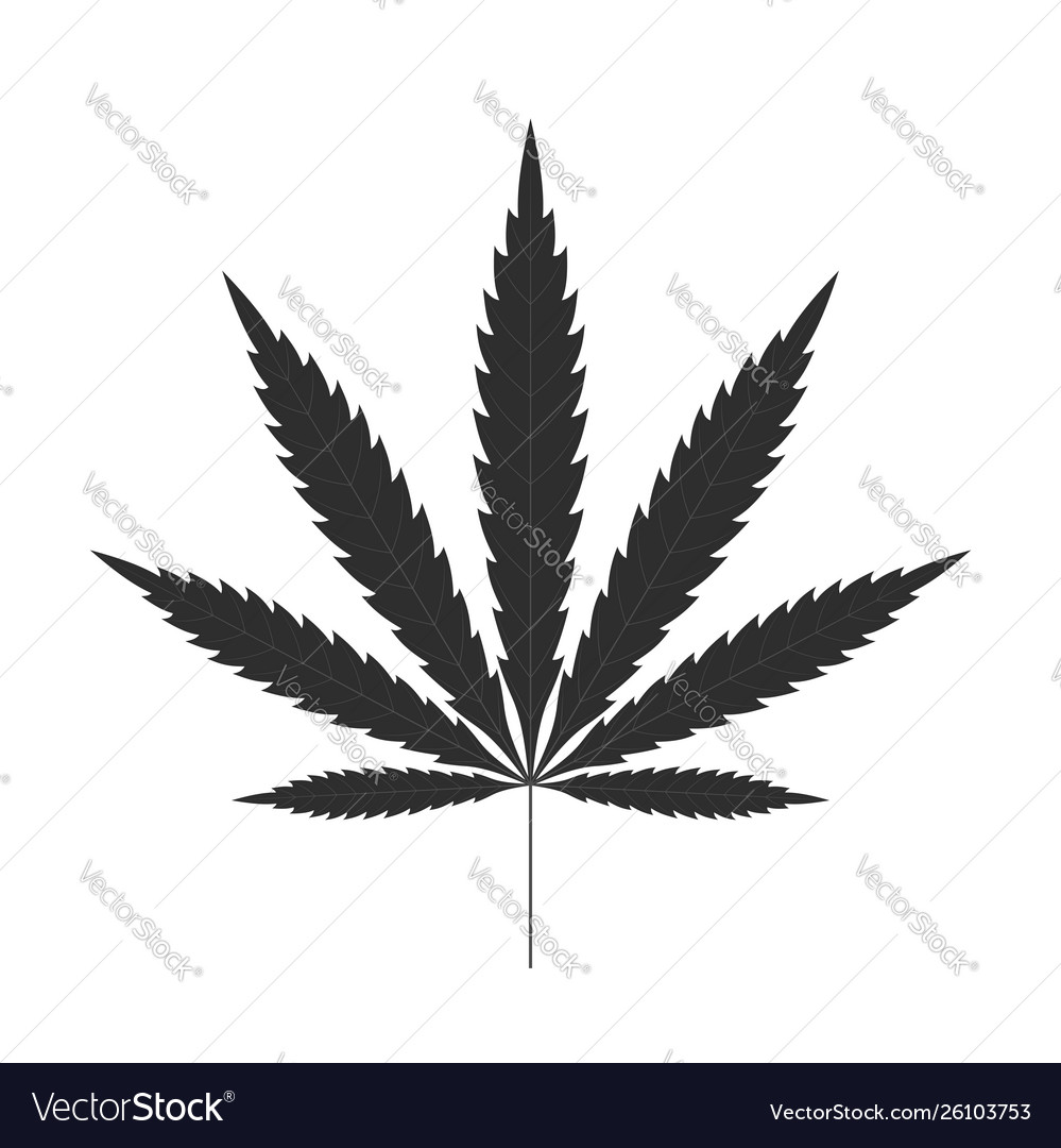 Cannabis leaf icon black silhouette indica sativa Vector Image