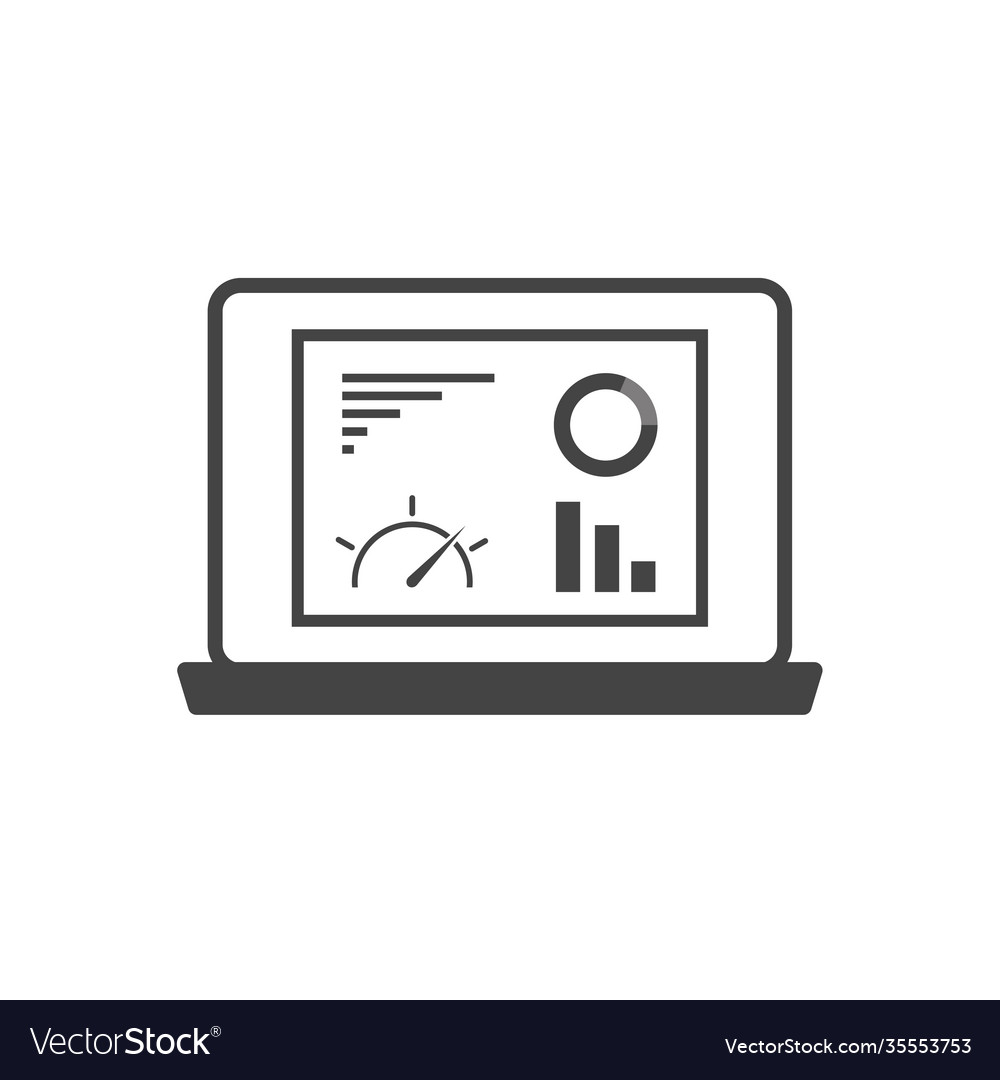 Dashboard icon on monitor cartoon style white