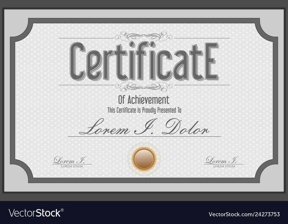 Gray certificate retro vintage template Royalty Free Vector