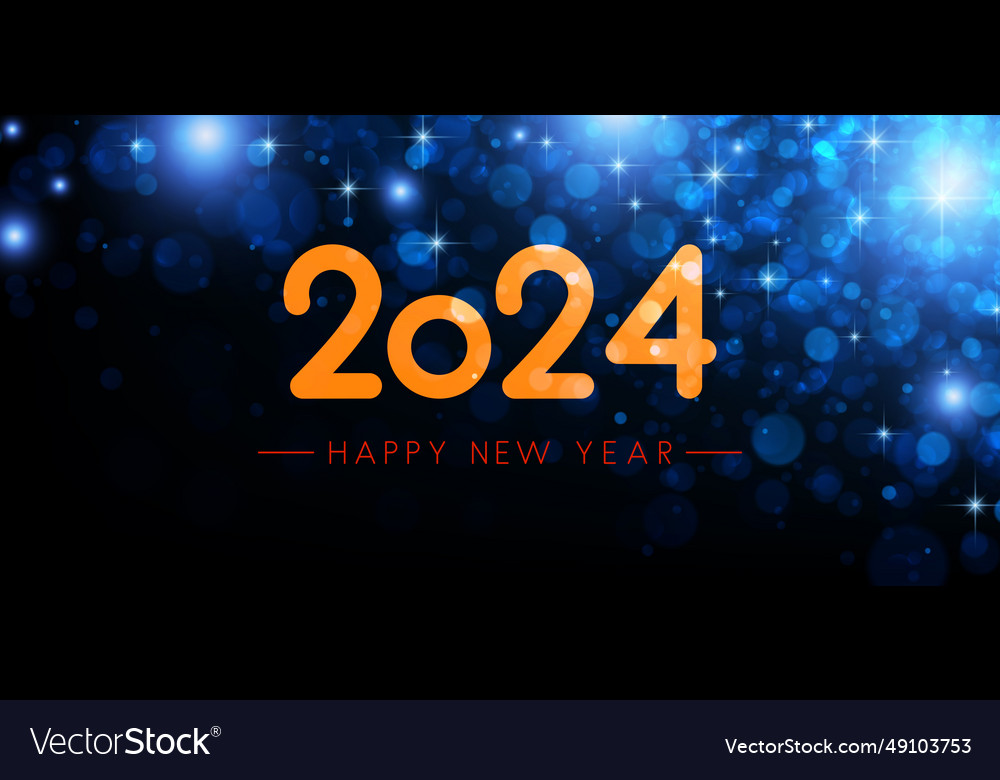 Happy new year 2024 bright orange lettering Vector Image