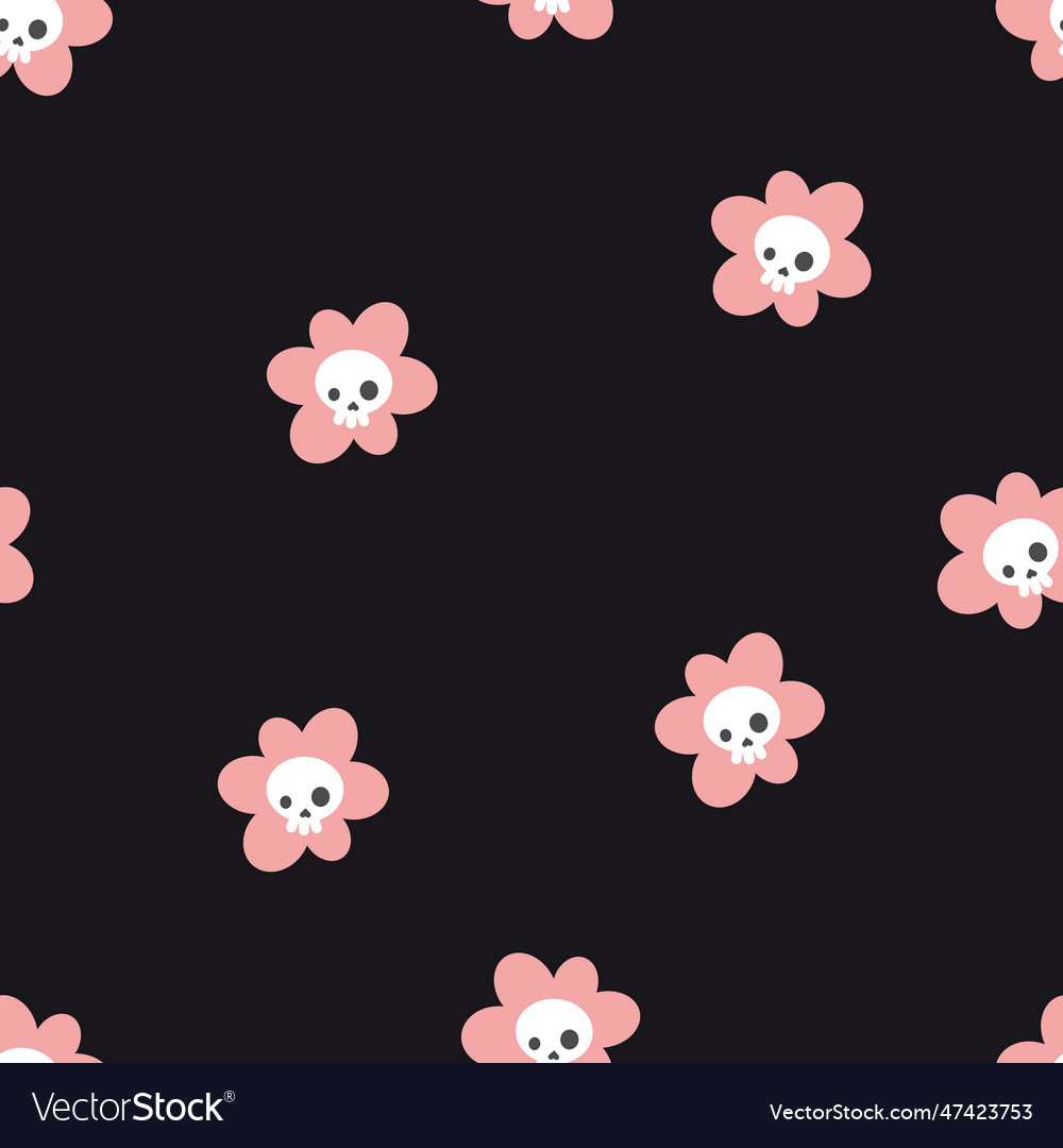 Pattern with flower and skull