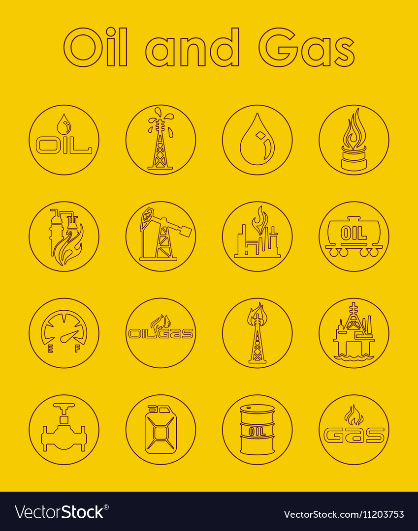 Set of oil and gas simple icons