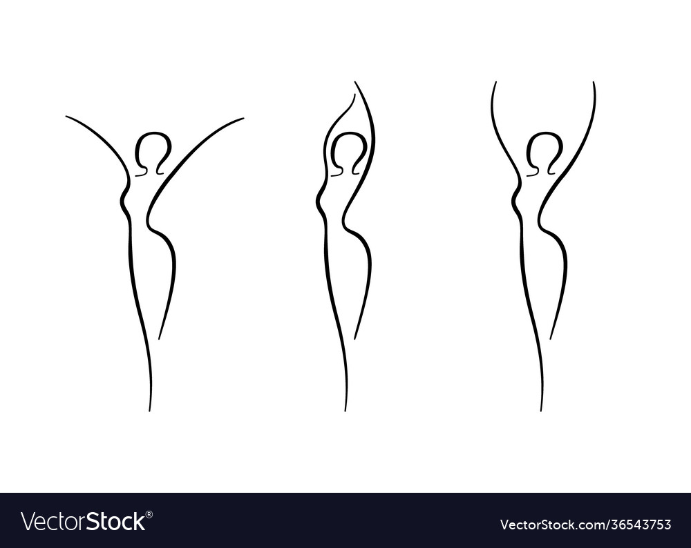 Woman Body Outline Icons Set Various Female Line Vector Image