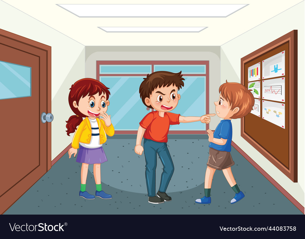 Bullying kids school scene Royalty Free Vector Image