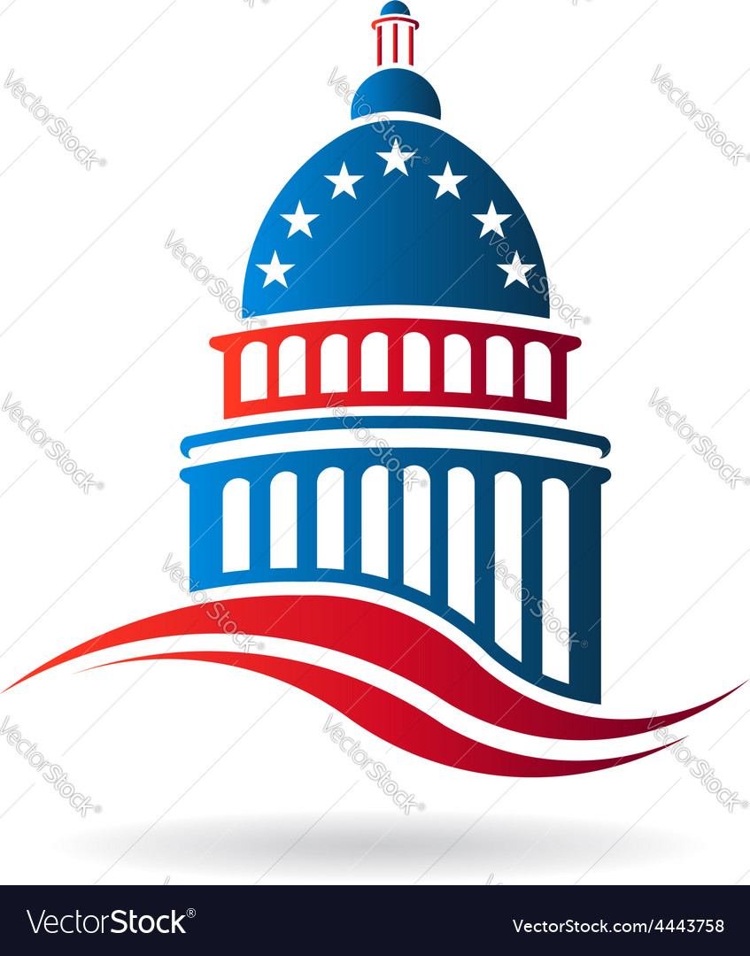 Capitol building in red white and blue Royalty Free Vector