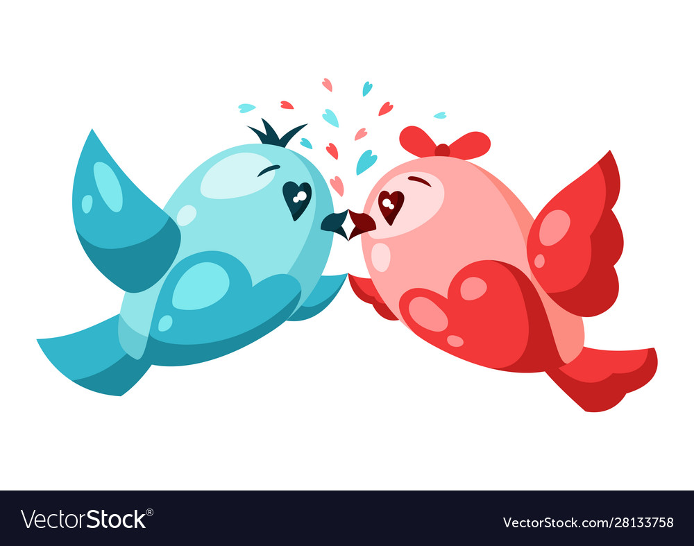 Cute couple birds in love valentine day