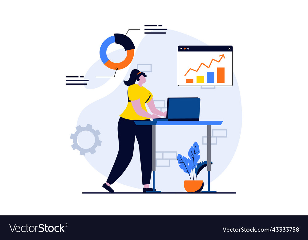Data science concept with people scene in flat Vector Image