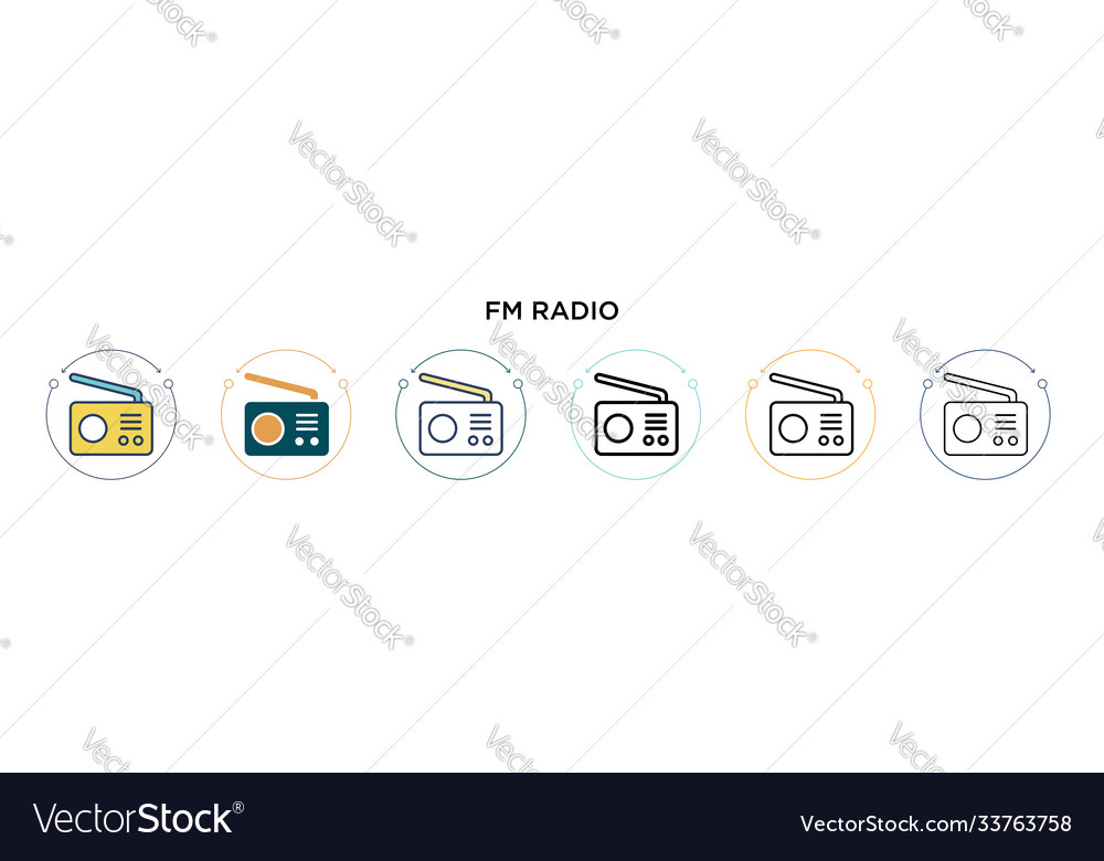 Fm radio icon in filled thin line outline