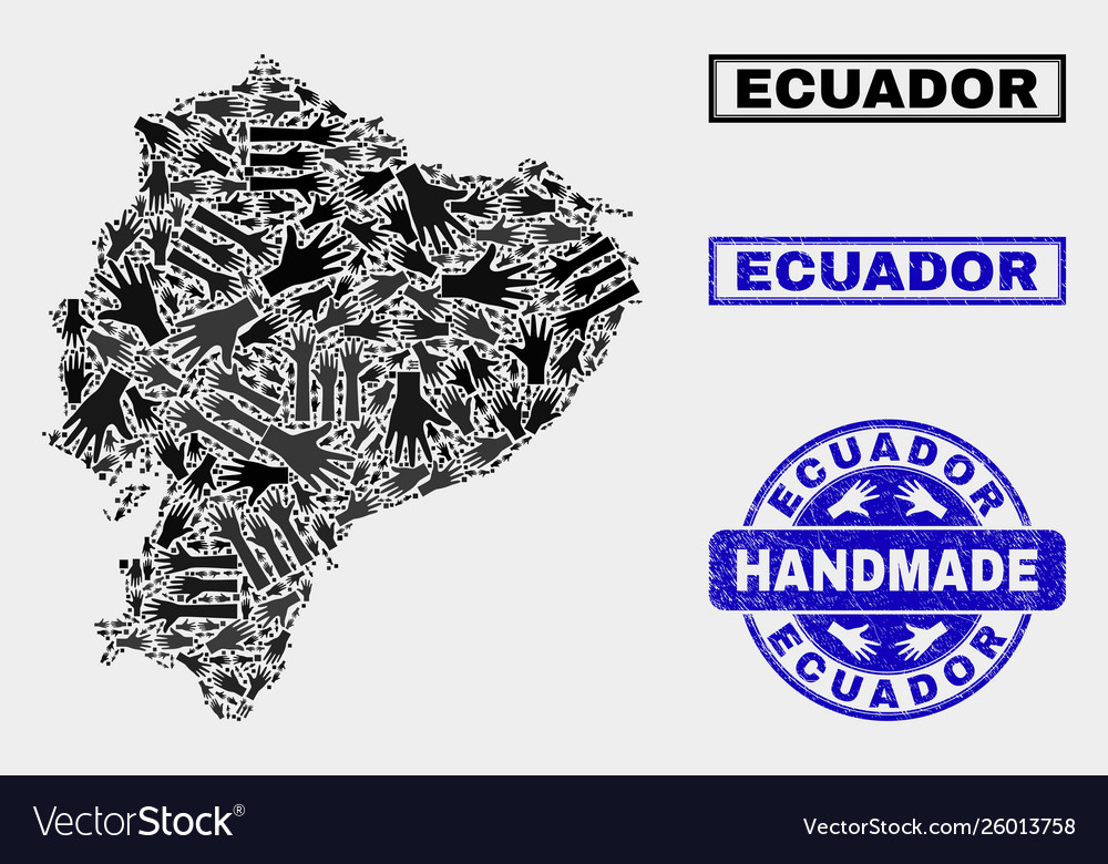 Handmade composition ecuador map and grunge