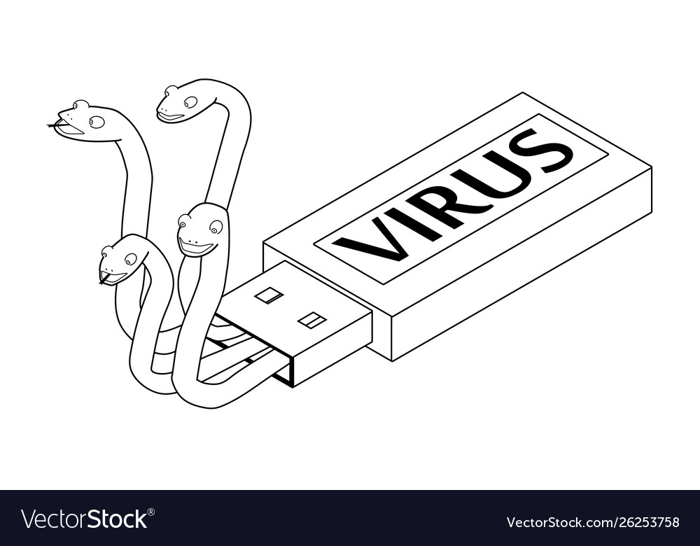 Infected usb flash drive virus Royalty Free Vector Image