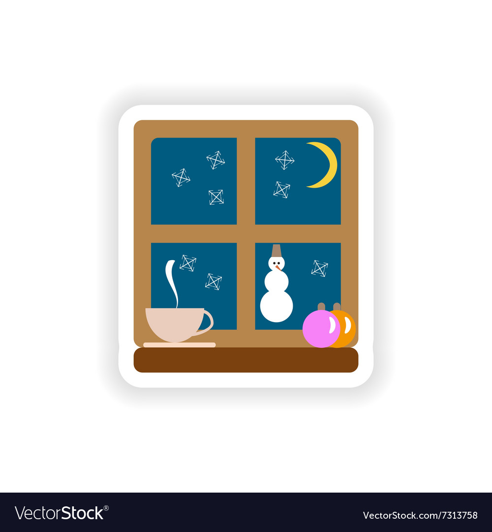 Stylish paper sticker on white background window