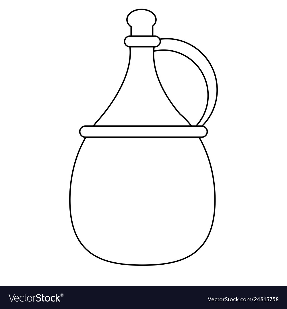 Wine jar isolated cartoon black and white Vector Image