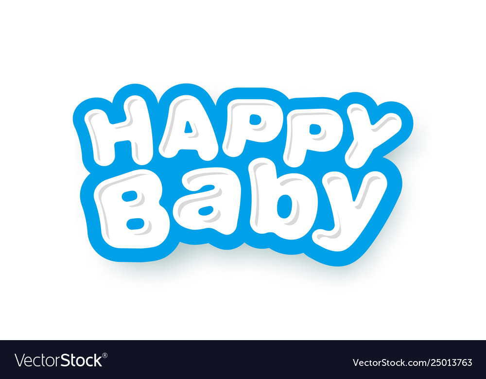 Cute inscription happy baby with blue outline Vector Image