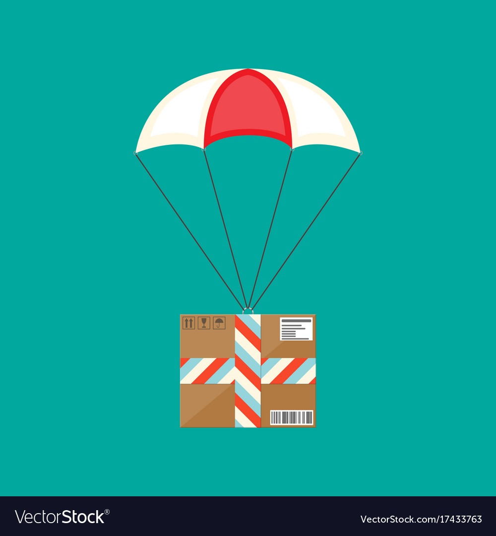 Delivery service air shipping parachute with box