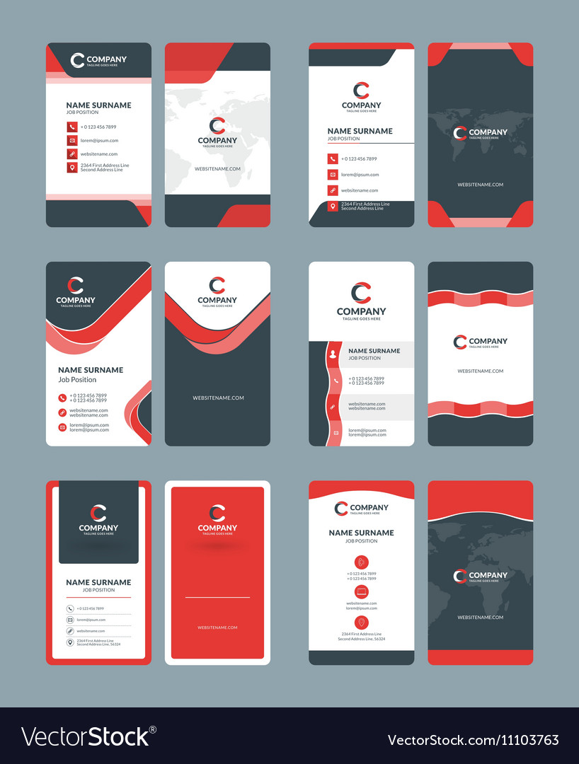 vertical double sided business card templates vector image کسب و کار دو طرفه قالب های کارت
