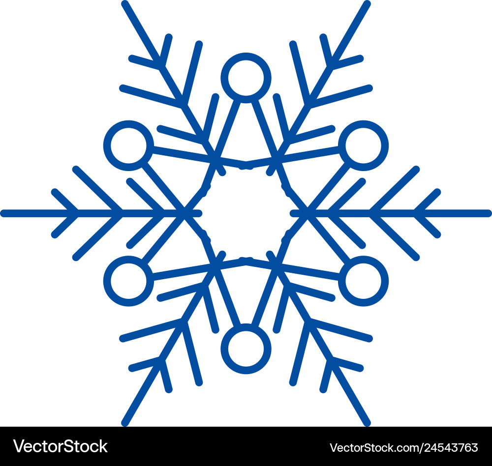 Winter snowflake line icon concept Royalty Free Vector Image