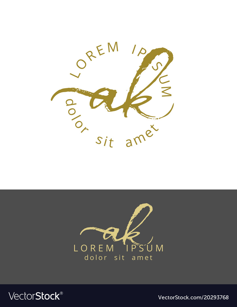 A k initials monogram logo design dry brush