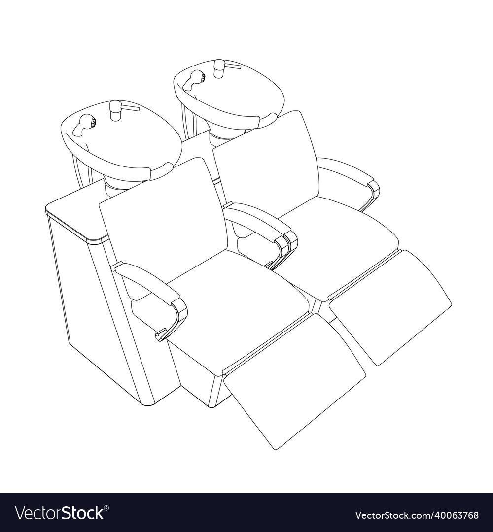 Contour von zwei Stühlen zum Waschen eines Kopfes