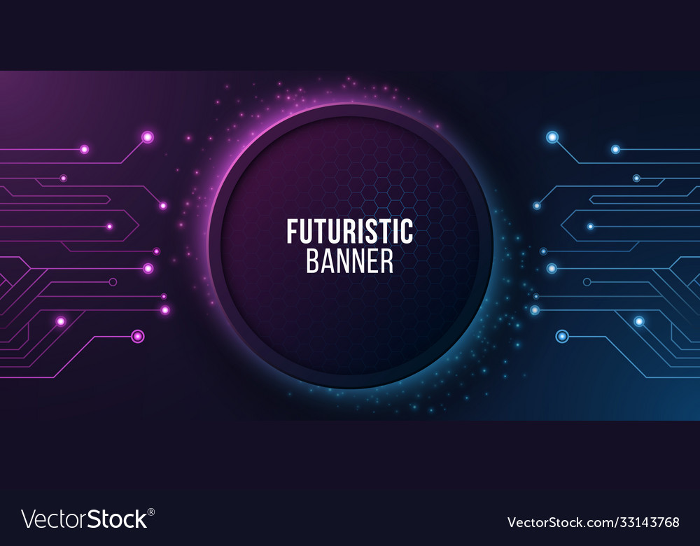 Futuristic Banner With Computer Circuit Modern Vector Image