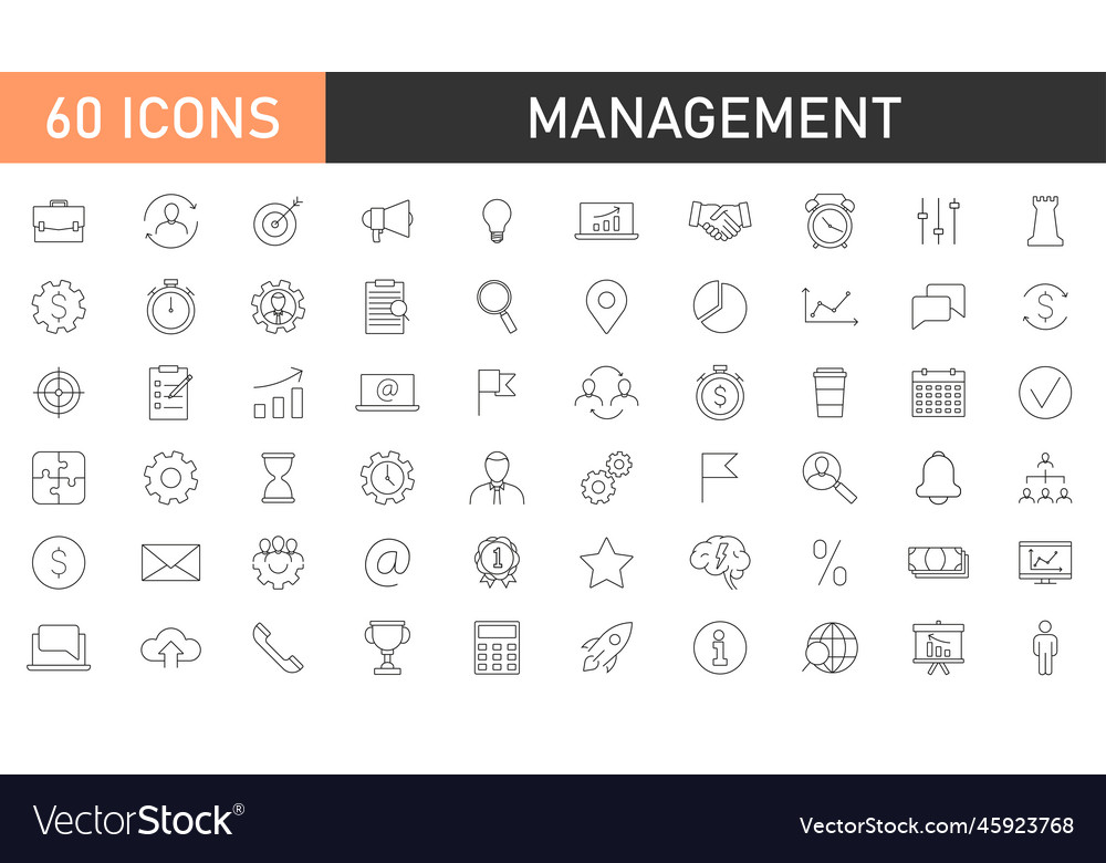 Management editable stroke icon collection