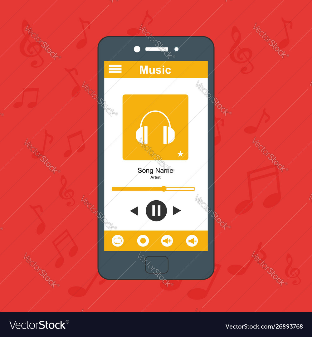 Media player application app template with flat Vector Image