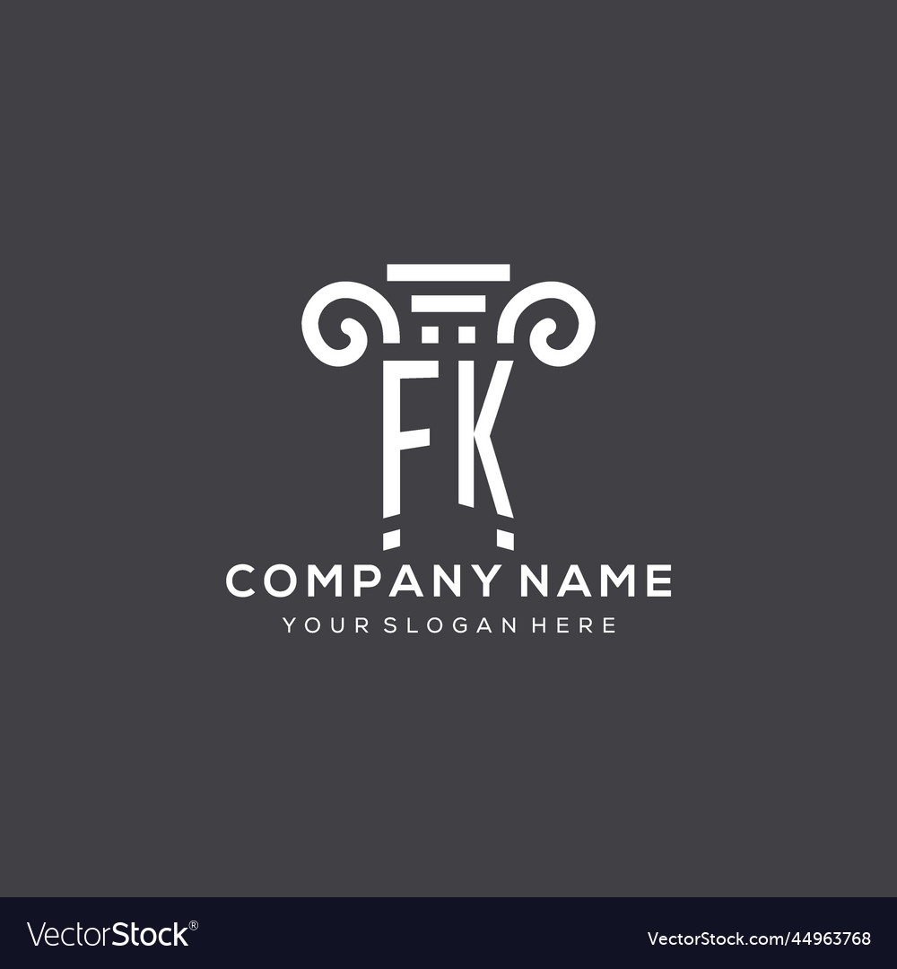 Monogram fk logo for law firm with pillar icon