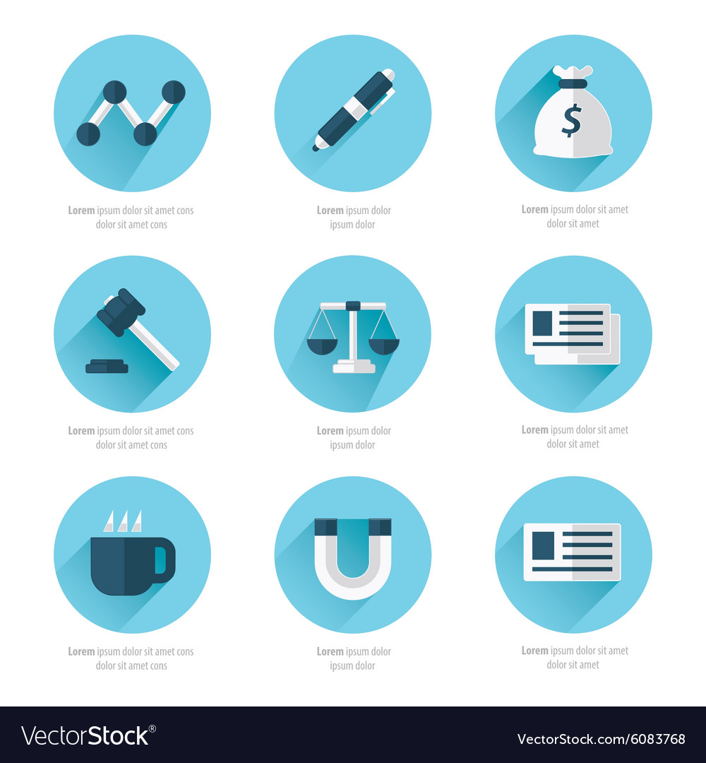 Office icons flat design blue style color