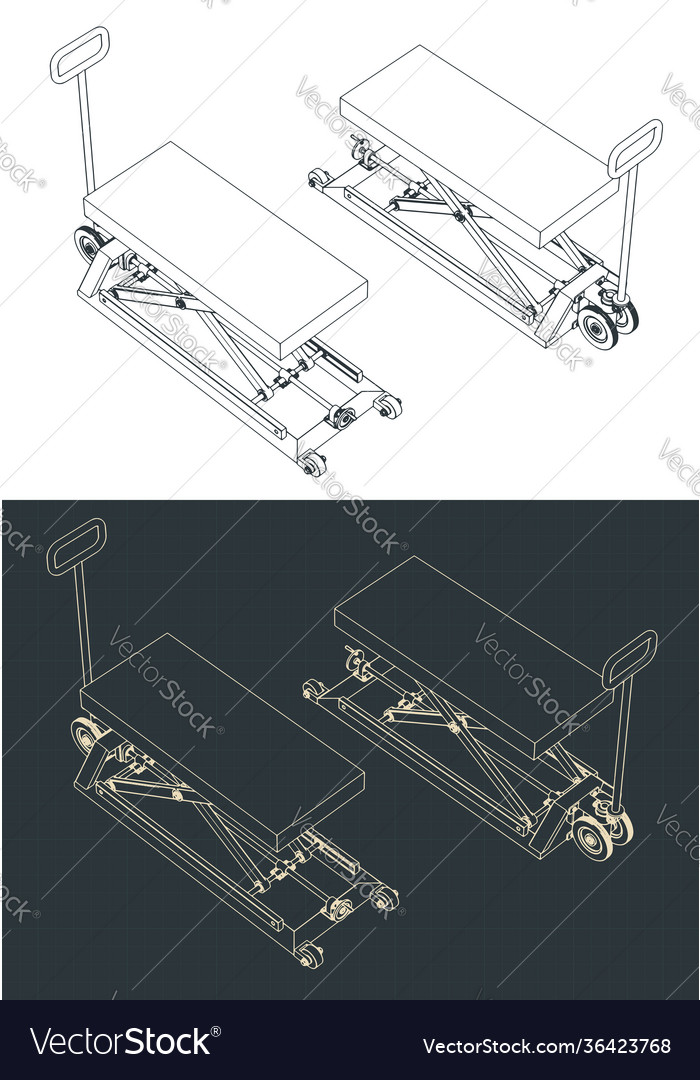 Pallet jack with a hydraulic mechanism isometric Vector Image