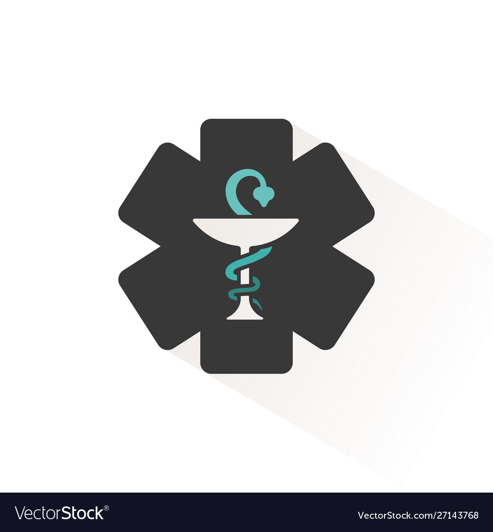 Pharmacy symbol flat icon with beige shade