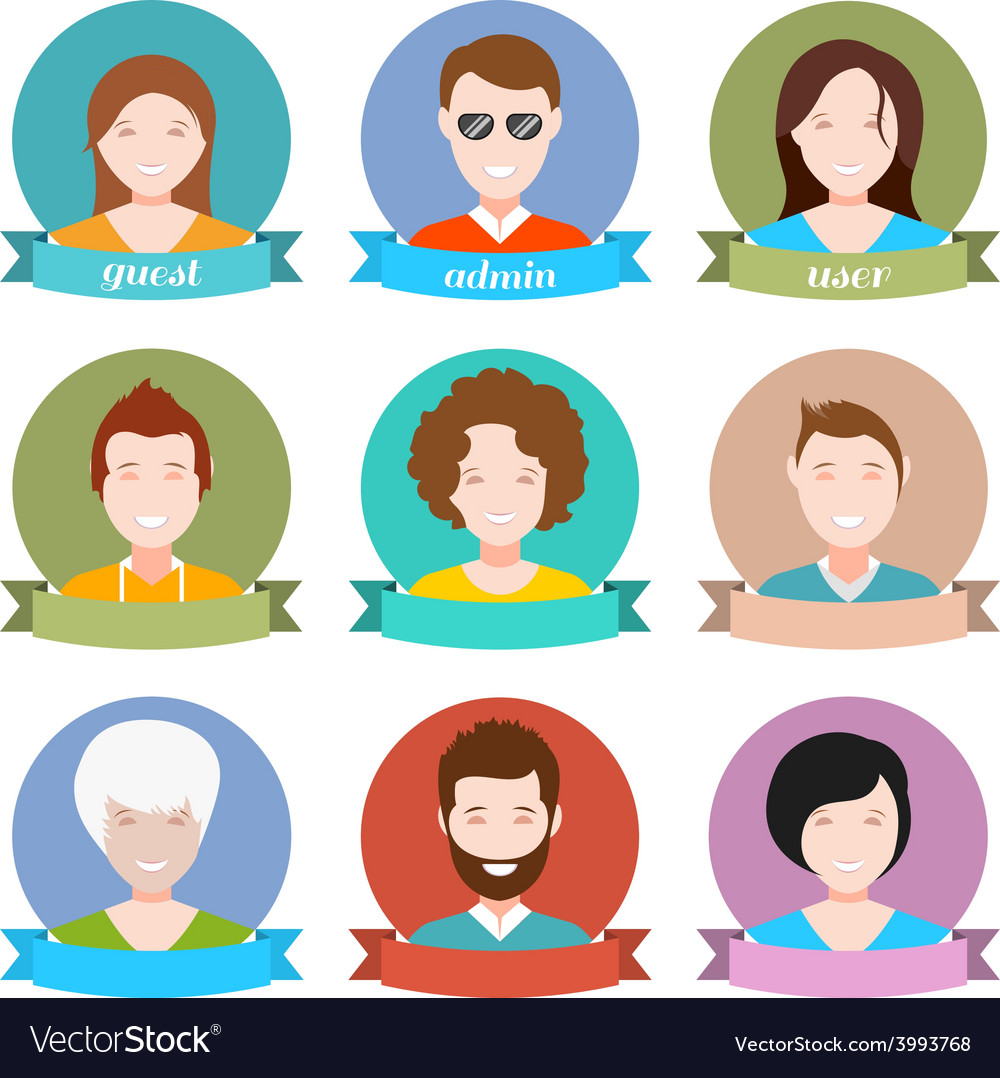 Set modern people avatar in style flat design Vector Image