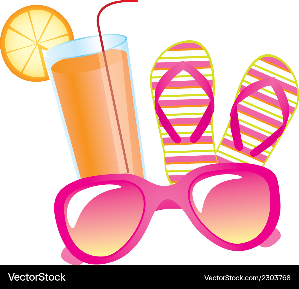 Summer elements juice with flip flops Royalty Free Vector