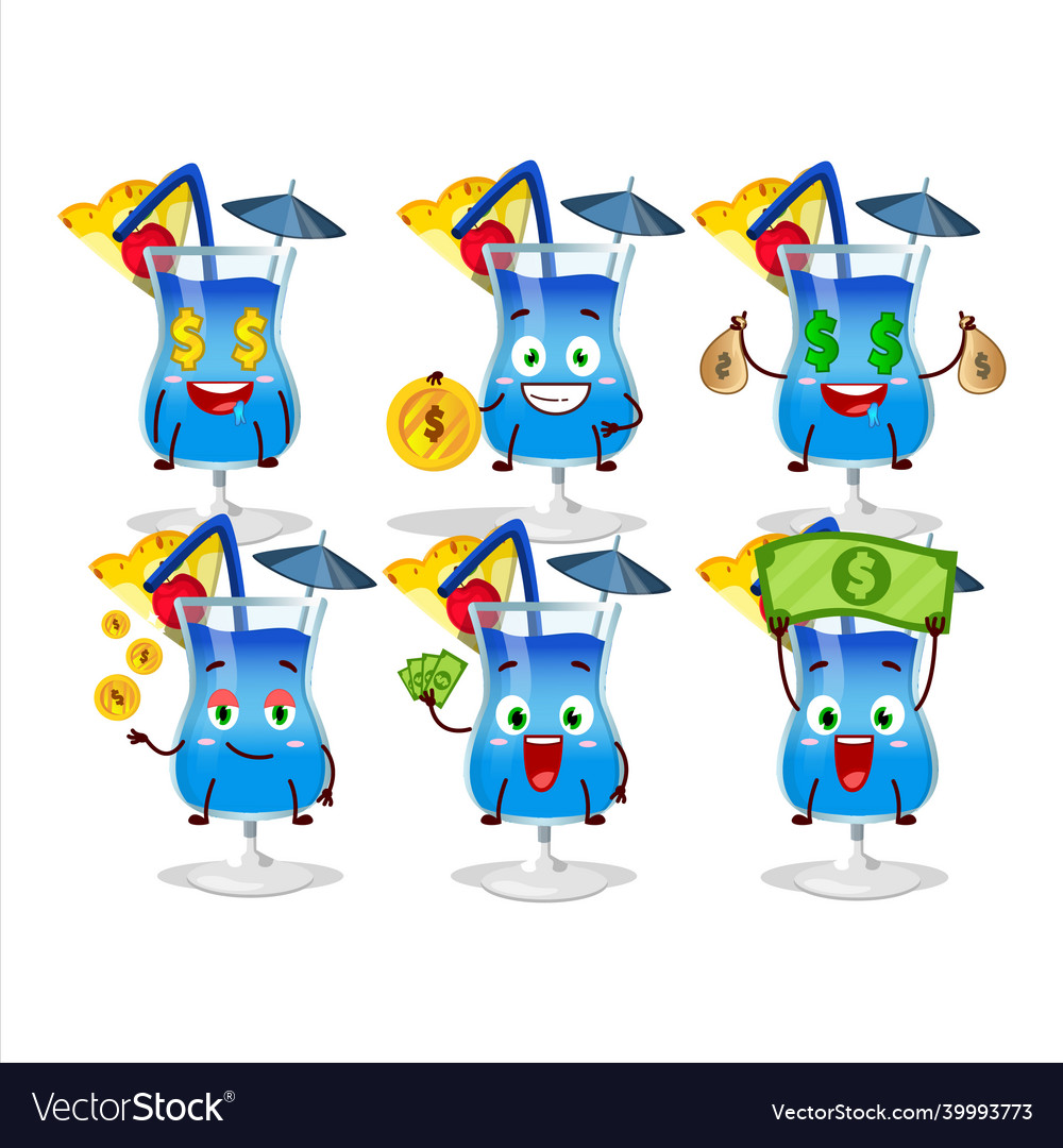 Blau hawaii Cartoon Charakter mit niedlichen Emoticon