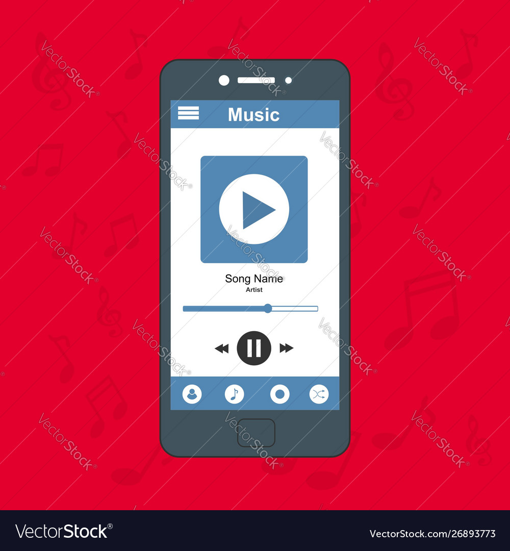 Media player application app template with flat Vector Image